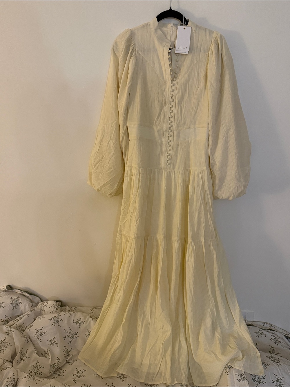 ELAA Cream Button Front Maxi Dress Size Small